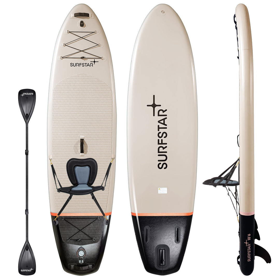 SurfStar 10'6" Advanced Star Paddle Board iSUP With Detachable Kayak Seat More Stability For Beginners