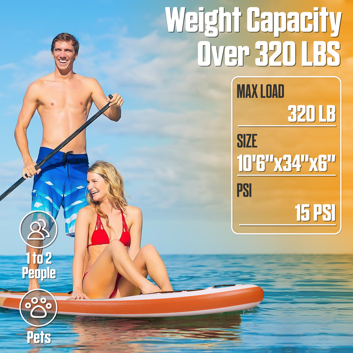 SurfStar Extra Wide Paddle Board 10'6'' x 34" Latest Lagoon Series More Stability Anti-Slip Portable