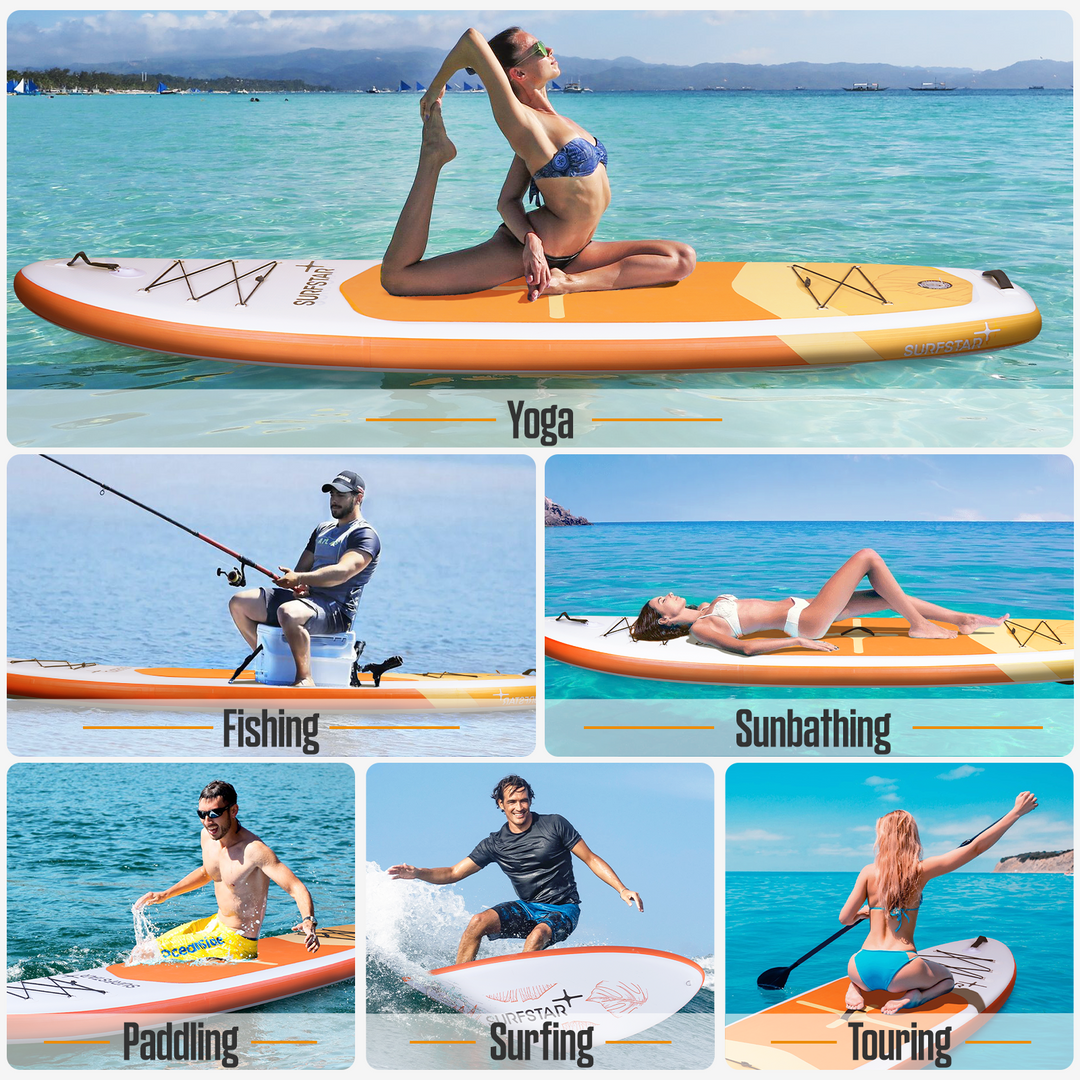 SurfStar Extra Wide Paddle Board 10'6'' x 34" Latest Lagoon Series More Stability Anti-Slip Portable