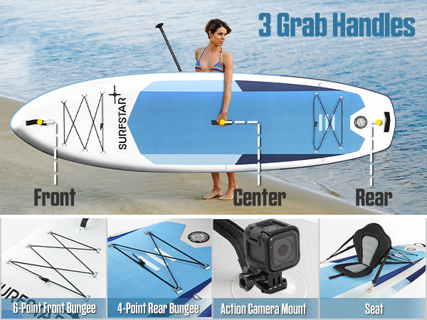 SurfStar Extra Wide Paddle Board 10'6'' x 34" With Detachable Kayak Seat Ergonomic Grab Handles