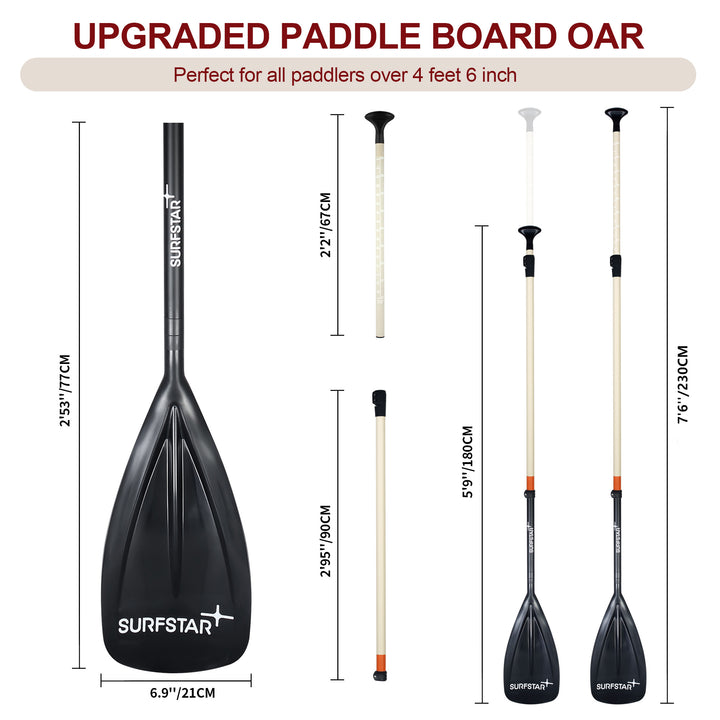 Surfstar Fiberglass SUP Paddle, Adjustable Paddle Board Oars