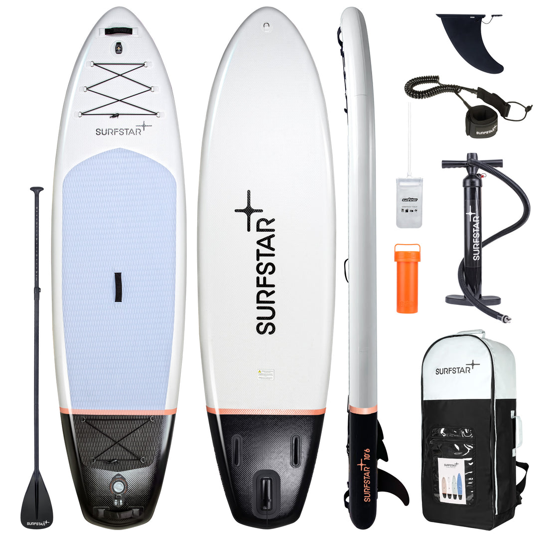 SurfStar Advance Star 10'6'' Paddle Board Set With Fiberglass Paddle (White)